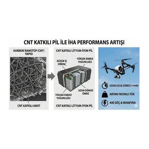 CNT katkılı pil İHA performansı