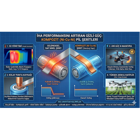 İHA pil tabı için kompozit şerit