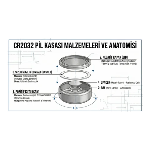CR2032 pil kasası malzemeleri