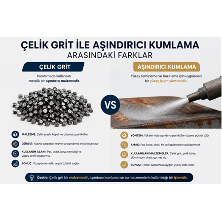 Çelik Grit ile Aşındırıcı Kumlama Arasındaki Farklar
