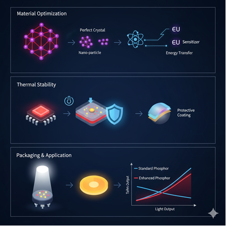 Europium-doped fosforların LED parlaklığını artırma yöntemleri