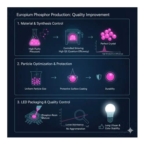 Europium fosforlarının LED üretim süreçlerinde kalite iyileştirme adımları