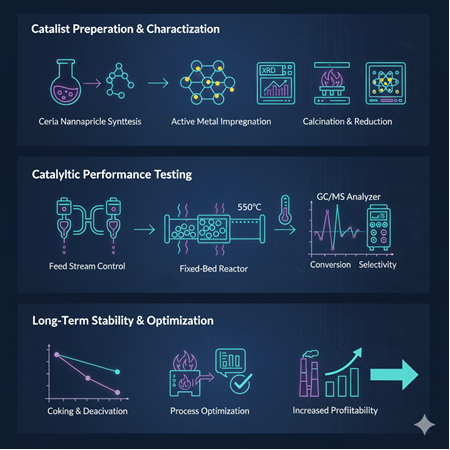 Ceria destekli nanopartiküllerle katalitik reforming: deneysel metodoloji