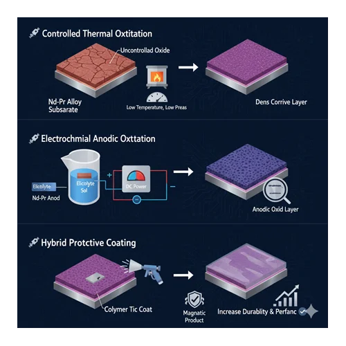 Neodimyum ve praseodymium karışımlarında koruyucu oksit tabakaları oluşturma