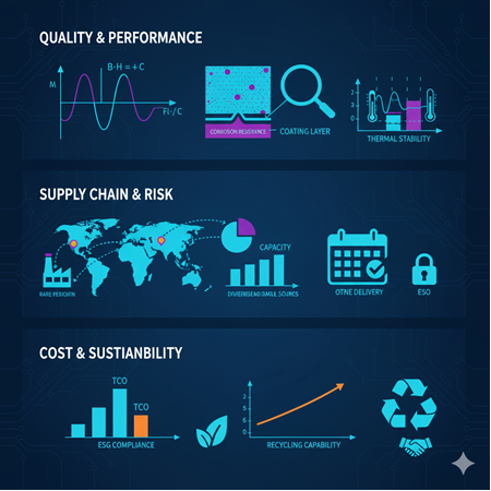 NdFeB mıknatıs üretiminde tedarikçi değerlendirme metrikleri