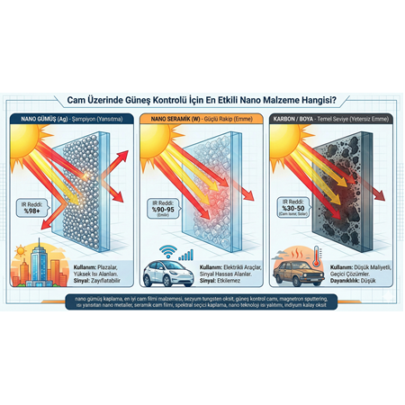 Cam Üzerinde Güneş Kontrolü İçin En Etkili Nano Malzeme Hangisi?