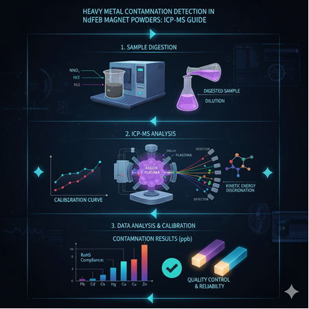 NdFeB mıknatıs tozlarında ağır metal kontaminasyon tespiti: ICP-MS rehberi