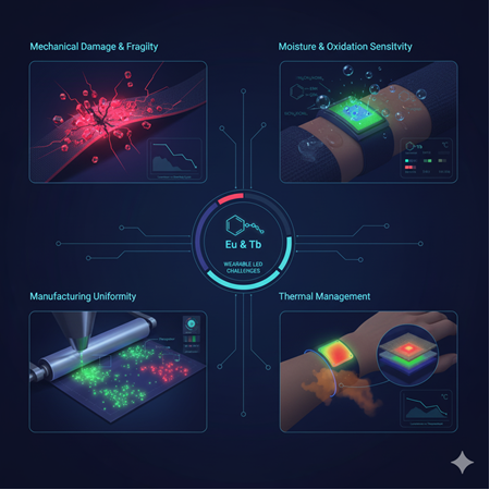Europium ve terbiumlu fosforların giyilebilir LEDlerde kullanımı: zorluklar