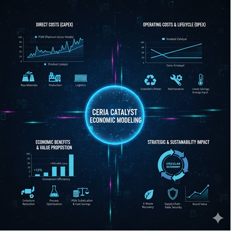Ceria destekli katalizörlerin endüstride ekonomi-modellemesi