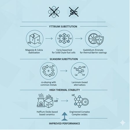 Yttrium ve scandium içeren yüksek performans seramikleri için malzeme ikamesi seçenekleri
