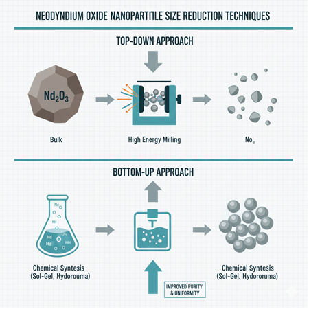 Neodimyum oksitlerin parçacık boyutu küçültme teknikleri: top-down vs bottom-up