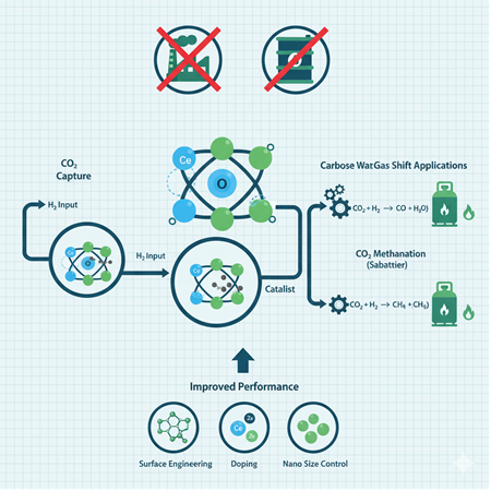 Ceria destekli katalizörlerin karbon yakalama ve dönüşüm uygulamaları