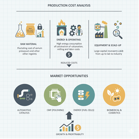 Ceria nanopartiküllerinin üretim maliyet analizi ve pazar fırsatları