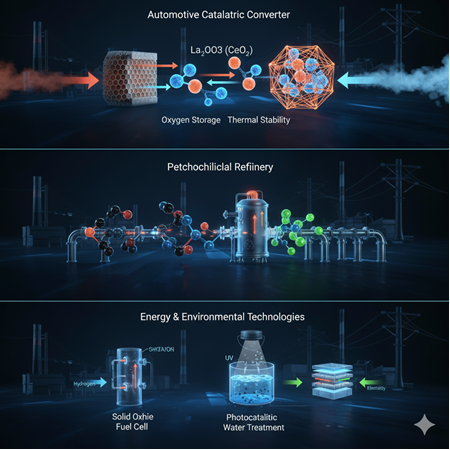 Lanthanum-cerium karışım oksitlerinin endüstriyel kataliz uygulamalarına genel bakış
