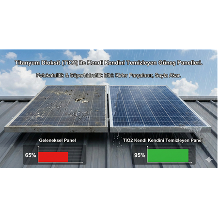 Titanyum Dioksit (TiO2) ile Kendi Kendini Temizleyen Güneş Panelleri