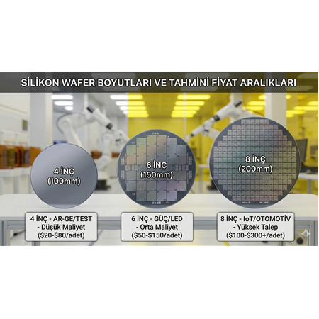 Silikon Wafer Fiyatları ve Boyut Seçenekleri (4", 6", 8")
