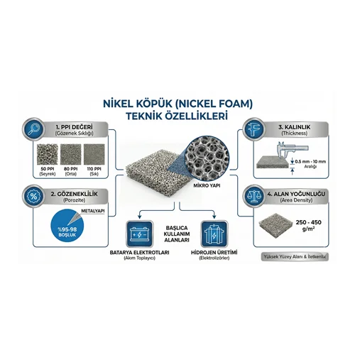 Nikel Köpük (Nickel Foam) Teknik Özellikleri