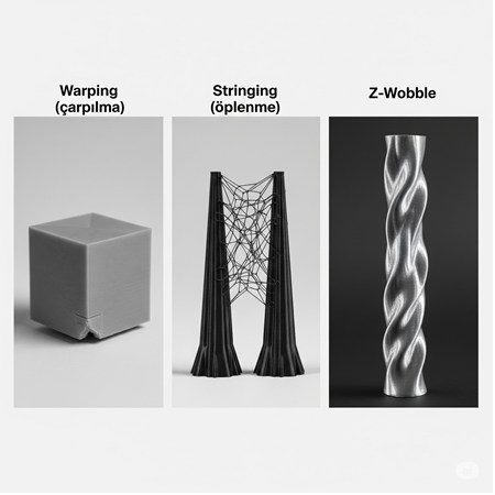 Sık Karşılaşılan FDM Baskı Hataları ve Çözümleri (Warping, Stringing, Z-Wobble)