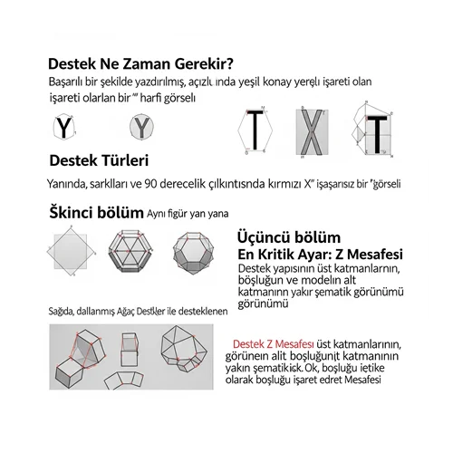 FDM Baskılar İçin Destek (Support) Yapıları: Türleri ve Ayarları