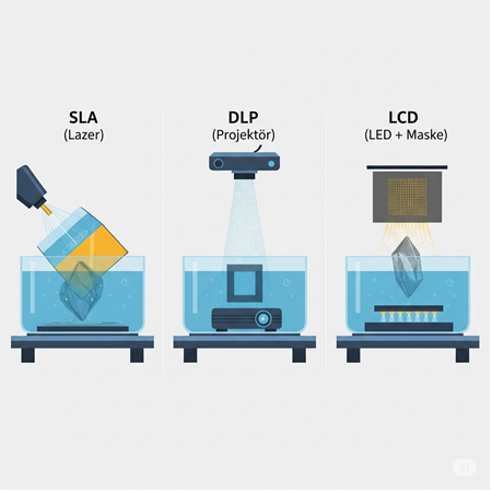 SLA/DLP/LCD (Reçine ile Üretim)