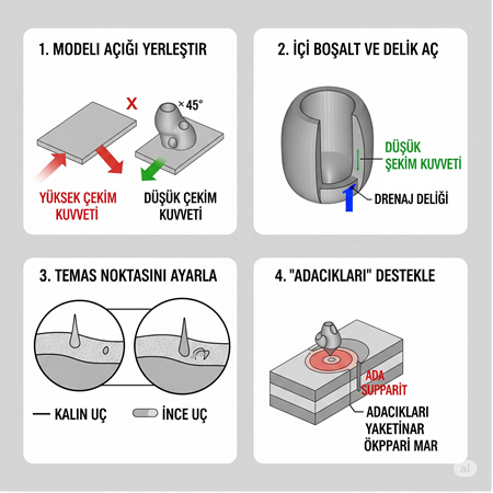 Reçineli Baskılarda Destek Yapıları Nasıl Optimize Edilir?