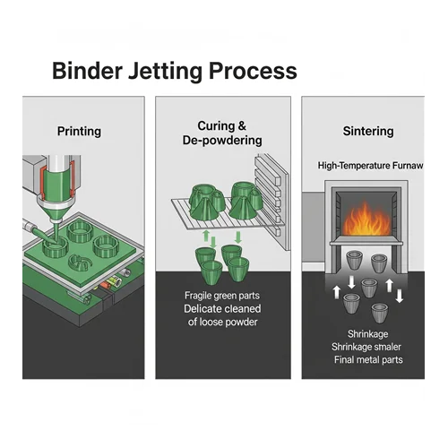 Binder Jetting Süreci: Baskı, Kürleme (Curing) ve Sinterleme (Sintering)