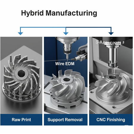 Metal Parçalar İçin Destek Sökme ve CNC ile Yüzey İşleme (Hybrid Manufacturing)