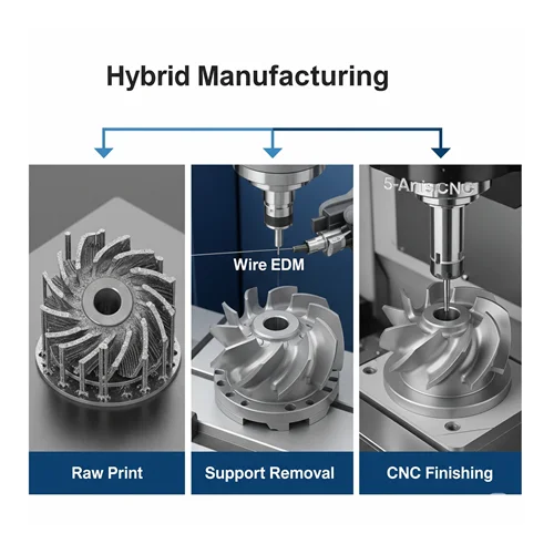 Metal Parçalar İçin Destek Sökme ve CNC ile Yüzey İşleme (Hybrid Manufacturing)