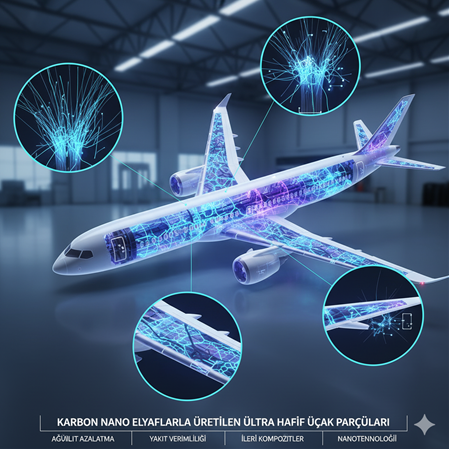 Karbon Nano Elyaflarla Üretilen Ultra Hafif Uçak Parçaları