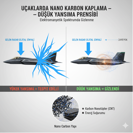 Uçaklarda Nano Karbon Kaplamalarla Düşük Yansıma