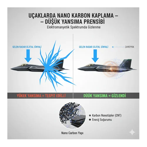 Uçaklarda Nano Karbon Kaplamalarla Düşük Yansıma