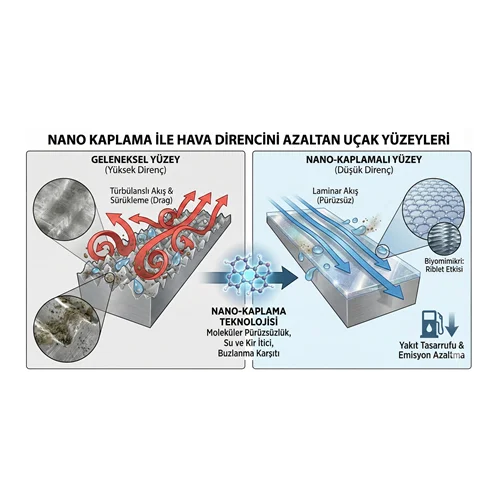 Nano Kaplama ile Hava Direncini Azaltan Uçak Yüzeyleri