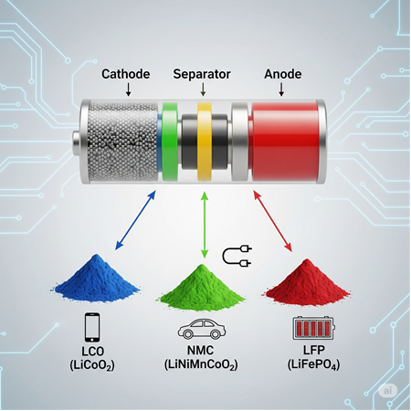 Lityum İyon Pillerde Kullanılan Oksit Tozları