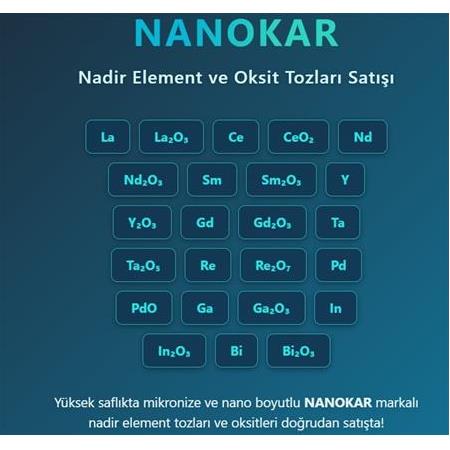Nadir Element ve Oksit Tozları Satış Listesi