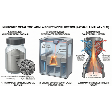 Mikronize Metal Tozlarıyla Roket Nozul Üretimi