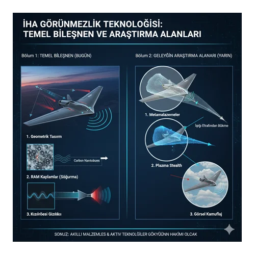 İHA Görünmezlik Teknolojisi: Temel Bileşenler ve Araştırma Alanları.