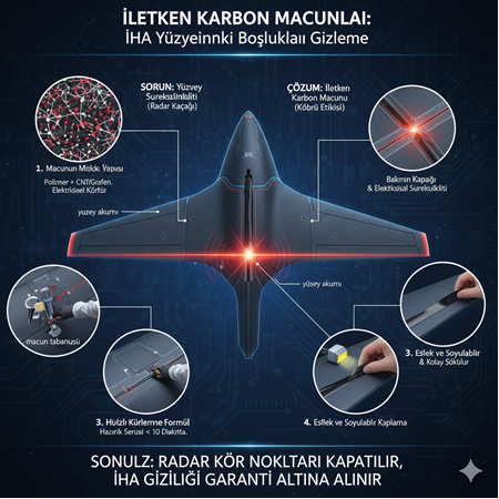 İletken Karbon Macunları: İHA Yüzeyindeki Boşlukları Gizleme.
