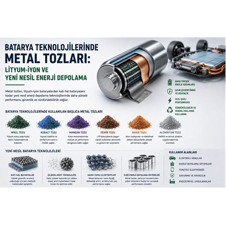 Batarya Teknolojilerinde Metal Tozları: Lityum-İyon ve Yeni Nesil Enerji Depolama