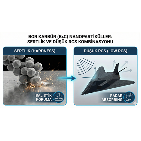 Bor Karbür (B4C) Nanopartiküller: Sertlik ve Düşük RCS Kombinasyonu.