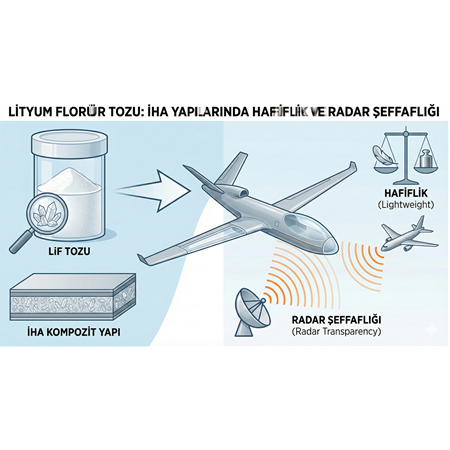 Lityum Florür Tozu: İHA Yapılarında Hafiflik ve Radar Şeffaflığı.