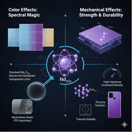 Nd²O³’in (neodimyum oksit) seramiklerde renk ve mekanik etkileri