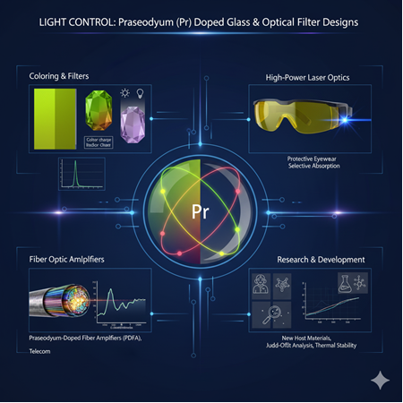 Praseodymium (Pr) katkılı cam ve optik filtre tasarımları
