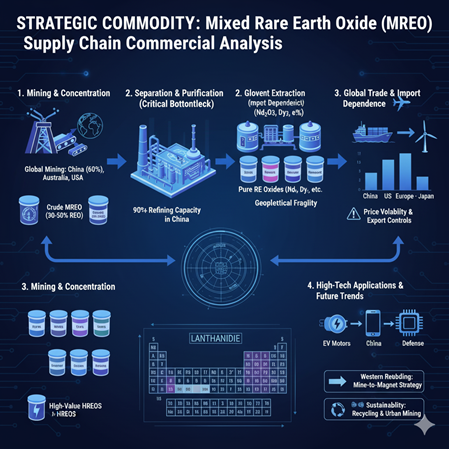 Mixed rare-earth oxide (MREO) tedarik zinciri: üretimden ithalata ticari analiz