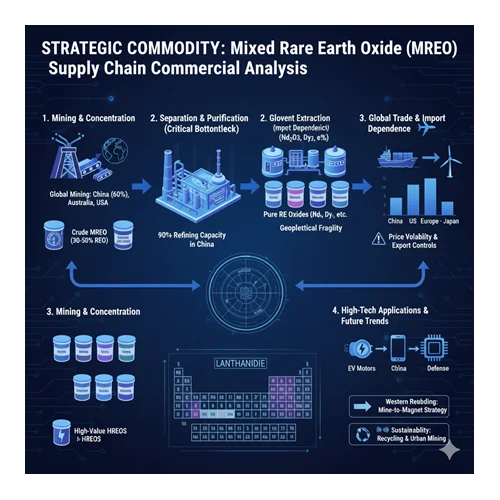 Mixed rare-earth oxide (MREO) tedarik zinciri: üretimden ithalata ticari analiz