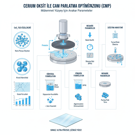 Cerium oksit ile cam parlatma (chemical mechanical polishing) uygulamalarının optimizasyonu