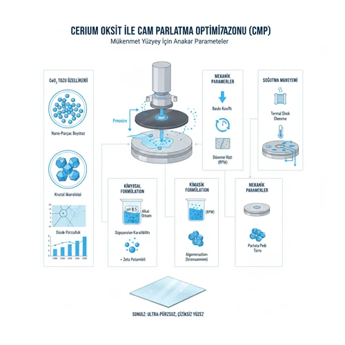 Cerium oksit ile cam parlatma (chemical mechanical polishing) uygulamalarının optimizasyonu
