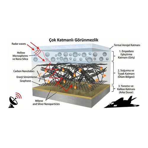 Çok Katmanlı Görünmezlik: Farklı Nanomalzeme Katmanlarının Birleşimi.