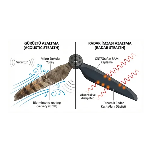 İHA Pervanelerinde Stealth Kaplamalar: Gürültü ve Radar İmzası Azaltma.