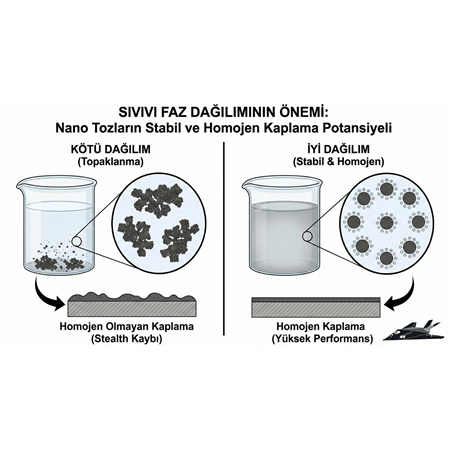 Sıvı Faz Dağılımının Önemi: Nano Tozların Stabil ve Homojen Kaplama Potansiyeli.