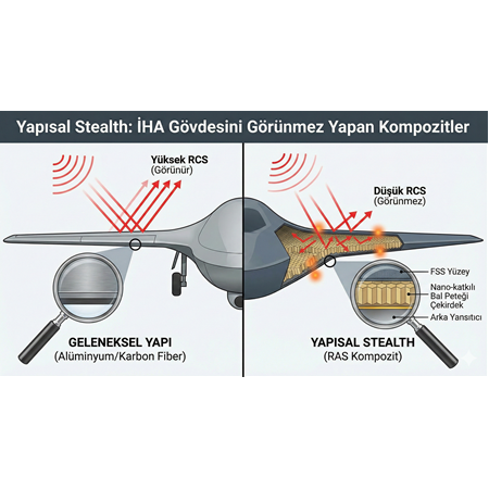 Yapısal Stealth: İHA Gövdesini Görünmez Yapan Kompozitler.
